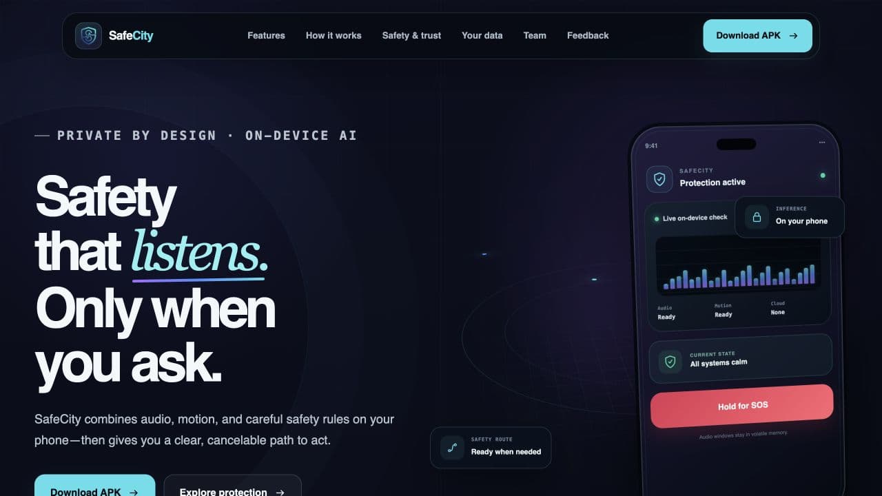SafeCity website screenshot